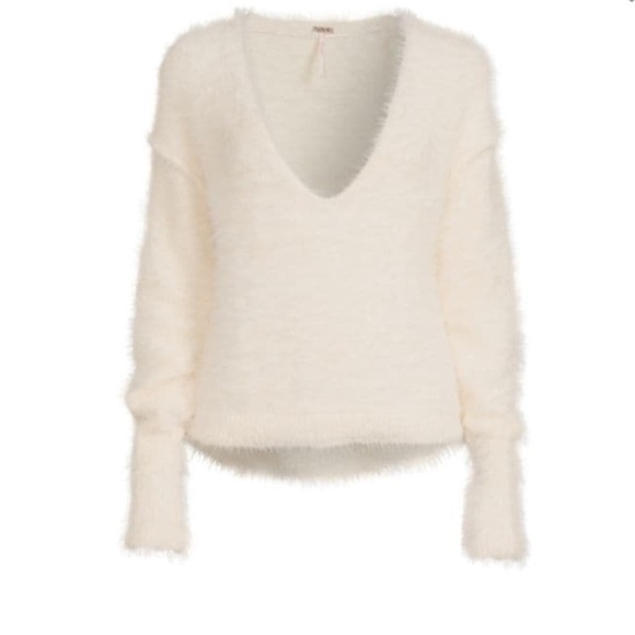 NWT Womens Free People Serendipity Faux Fur Sweater Size Small White Cream Color - Picture 6 of 14